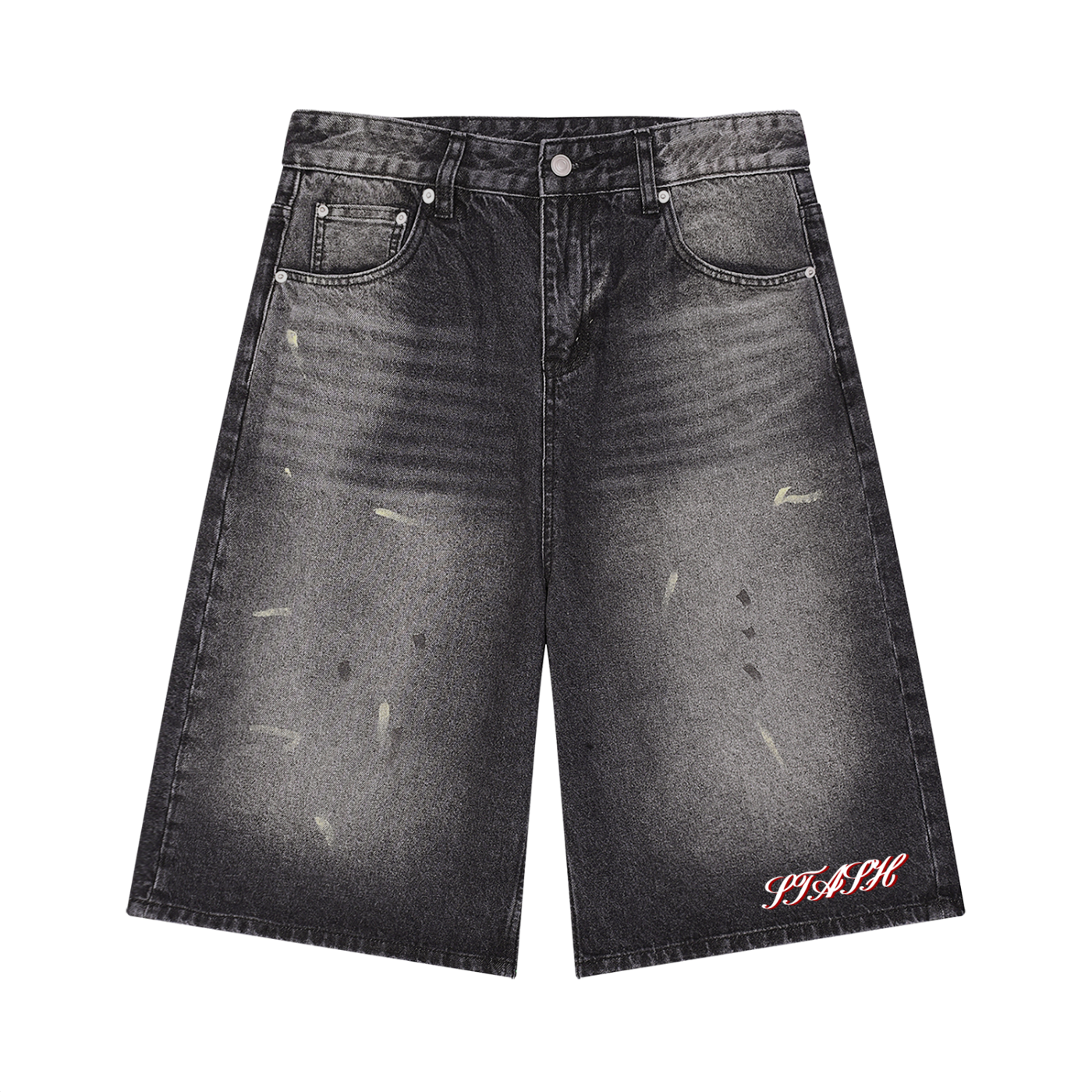 STASH Vintage Wash Wide Leg Denim Shorts