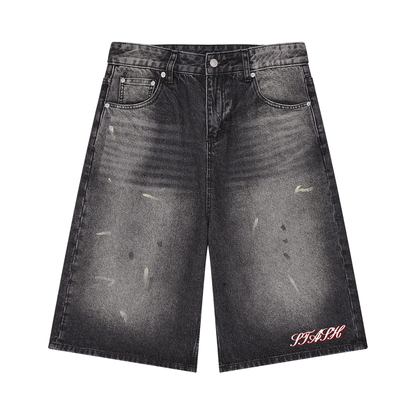 STASH Vintage Wash Wide Leg Denim Shorts
